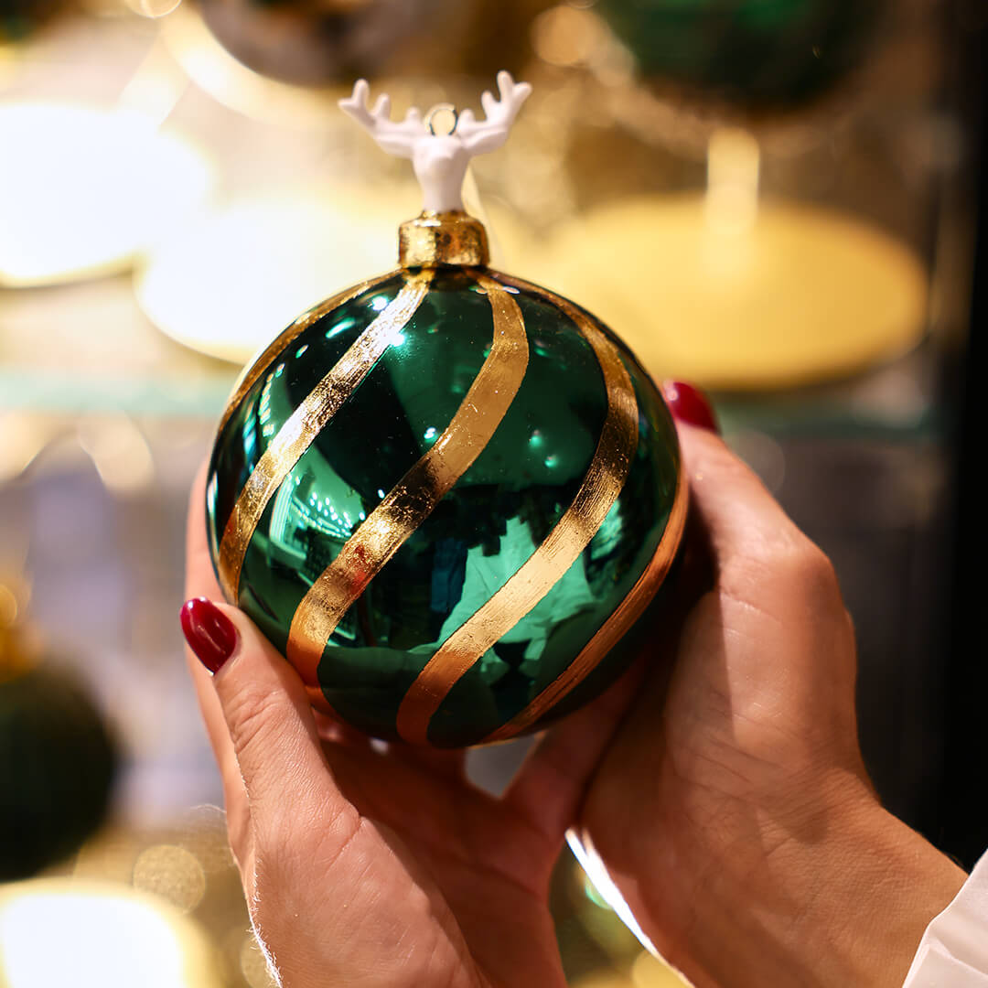 Noble Deer Bauble Green 10cm